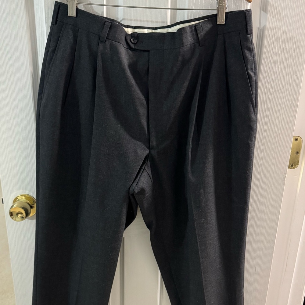 Hart Schaffner & Marx Wool Pleated Dress Pants 38x30 Classic Charcoal